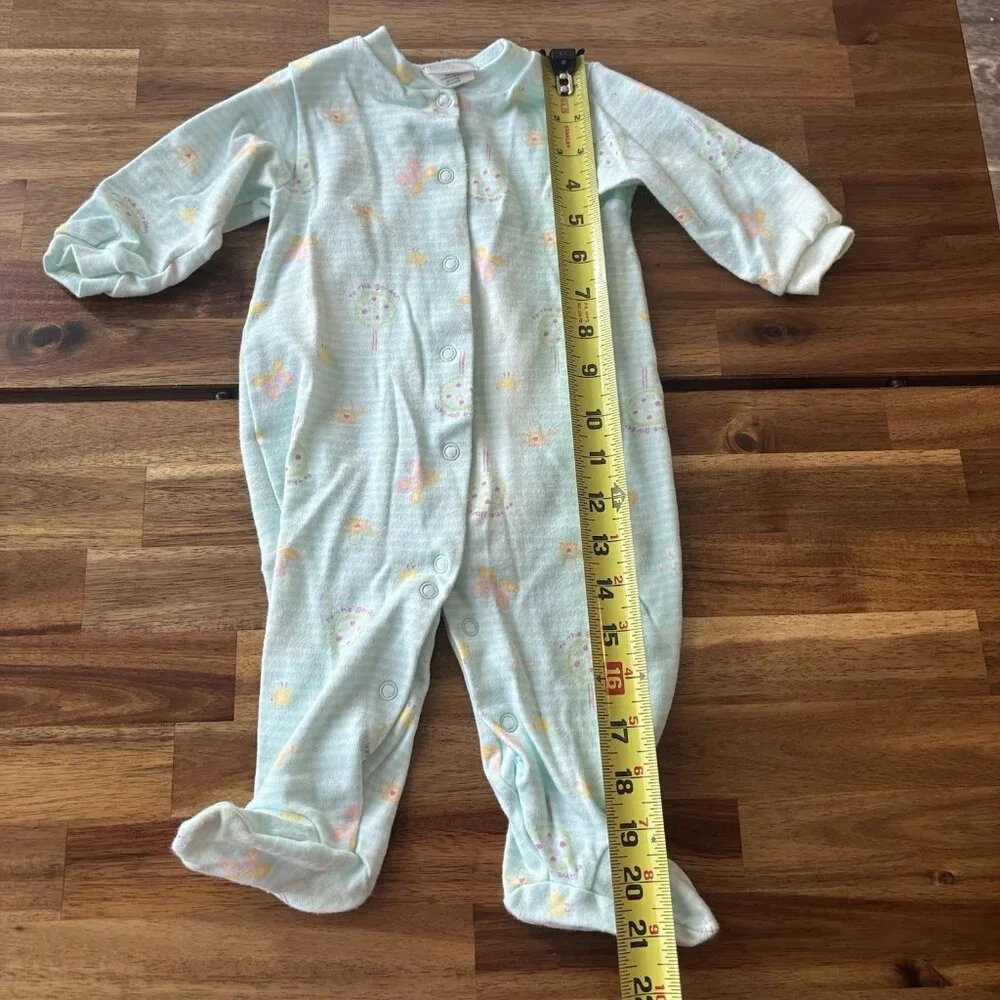 Vtg 1990s Carter’s Pastel Butterflies Tree Long Sleeve Snap Footie Size 6-9month